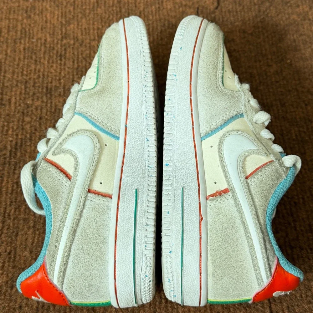Nike Air‎ Force 1 Low Kids Sneakers Multi-Color Suede Leather FQ8351-110 12.5C